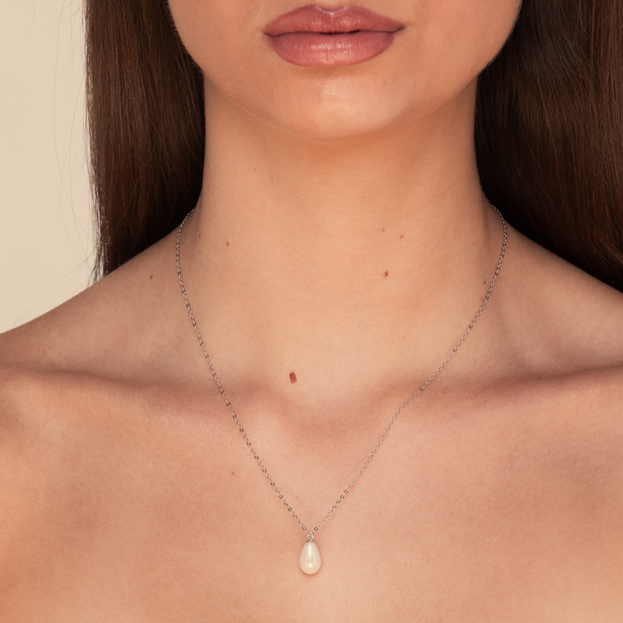 Drop Pearl Necklace Rose Gold