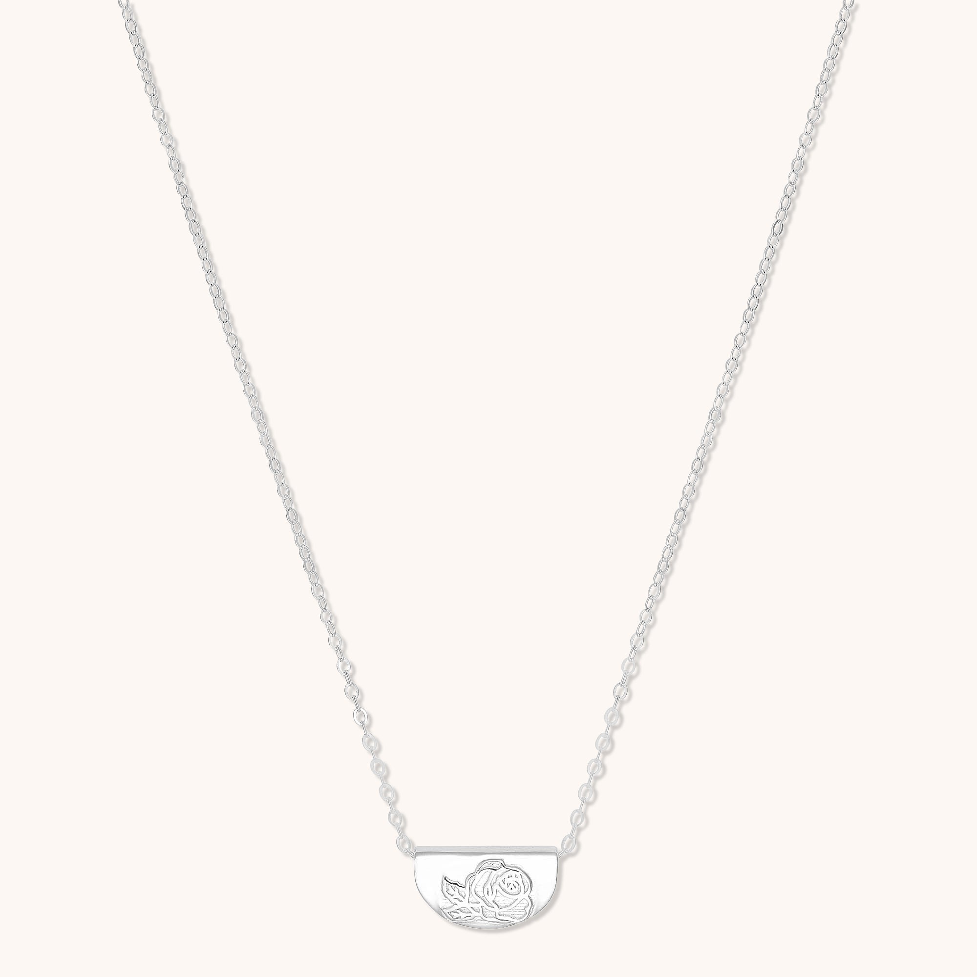 Birth Flower Necklace June (Rose) Silver