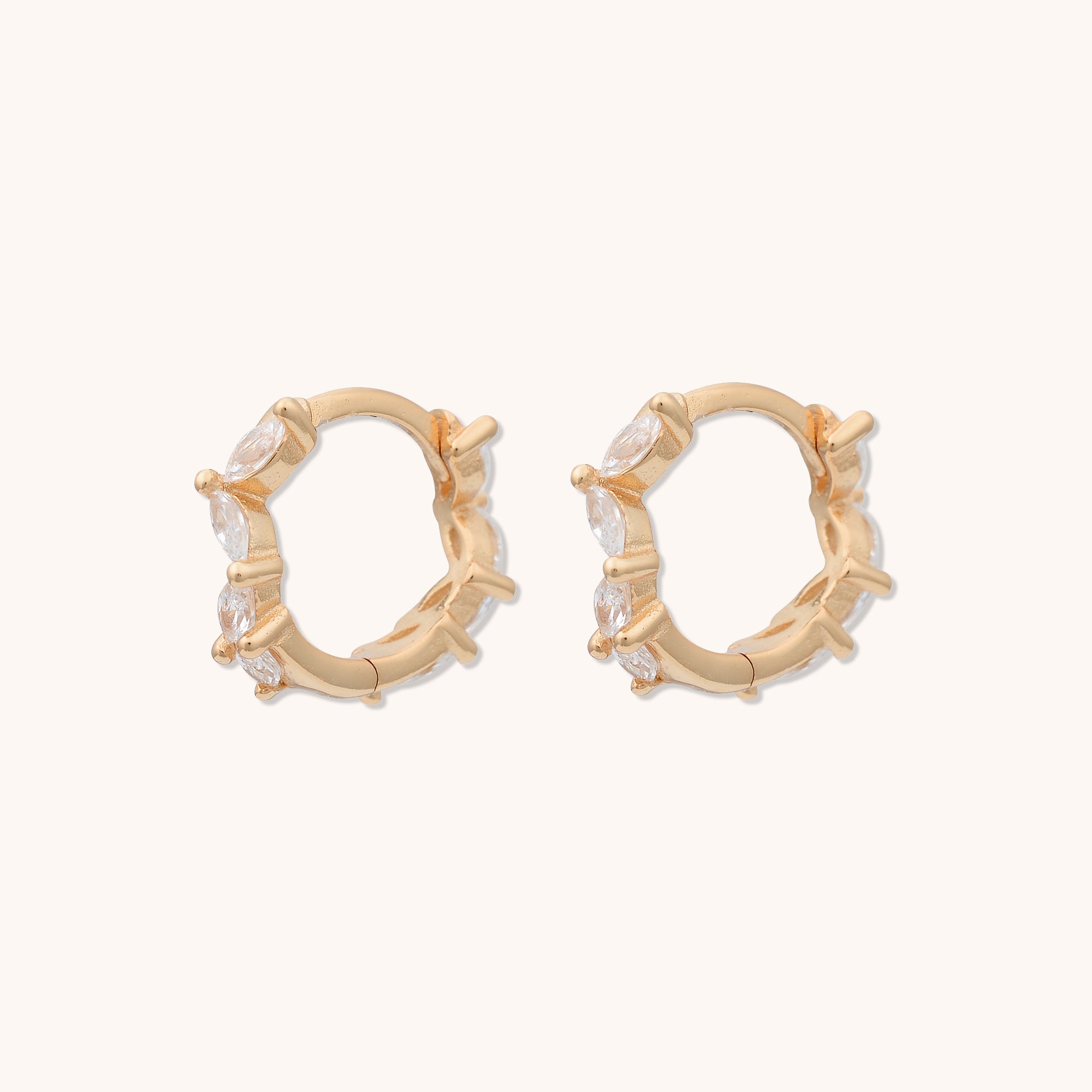 Marquise Sapphire Huggie Earrings Rose Gold