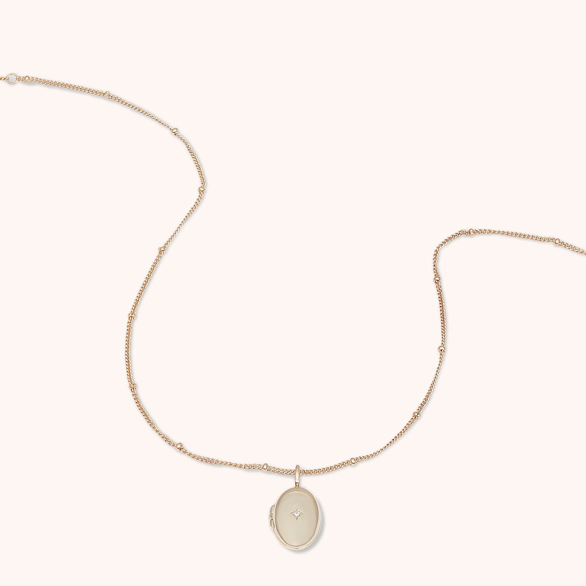 North Star Oval Locket Necklace Rose Gold