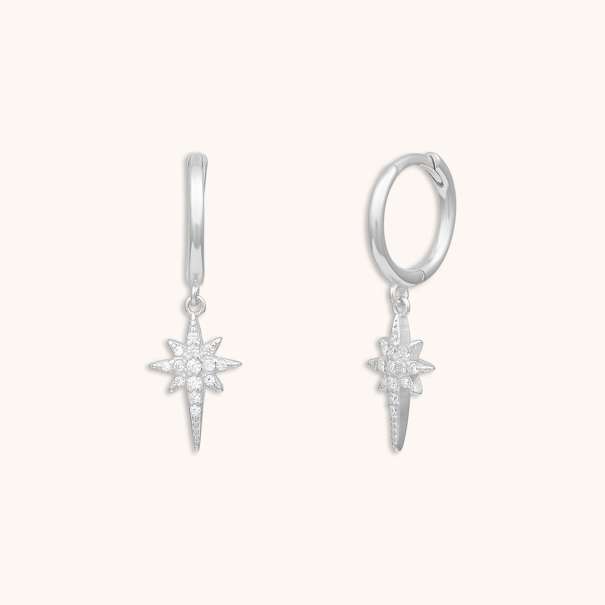 Starlight Sapphire Huggie Earrings Silver