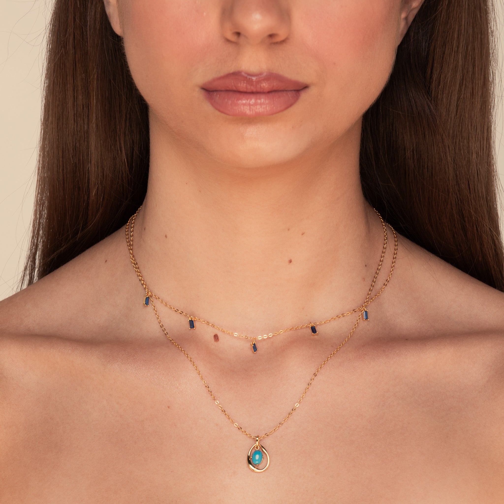 Harmony Oval Turquoise Necklace Rose Gold