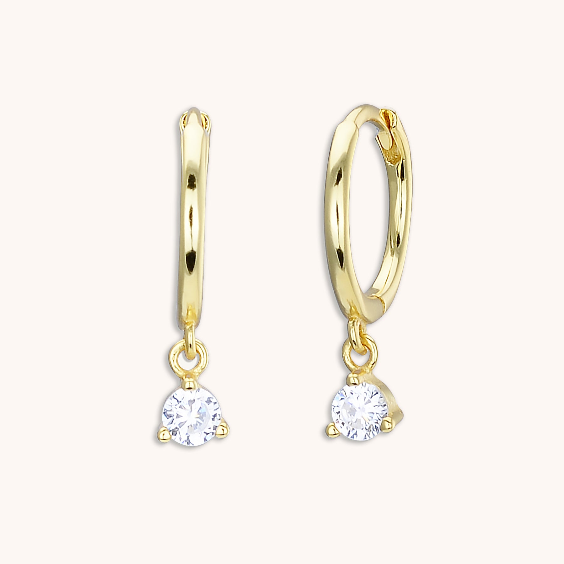 Solitaire Sapphire Huggie Earrings Gold