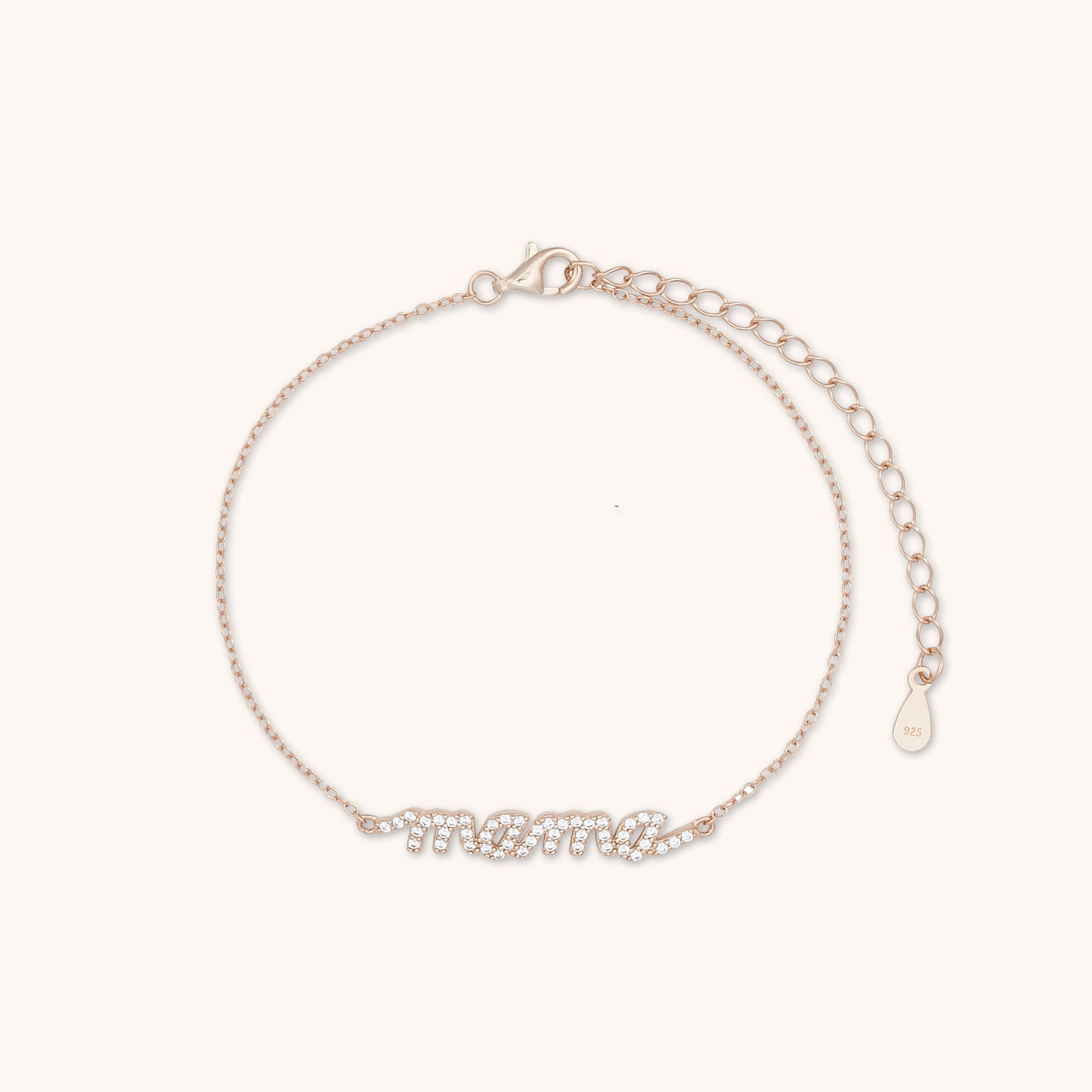 Mama Nameplate Sapphire Bracelet Rose Gold