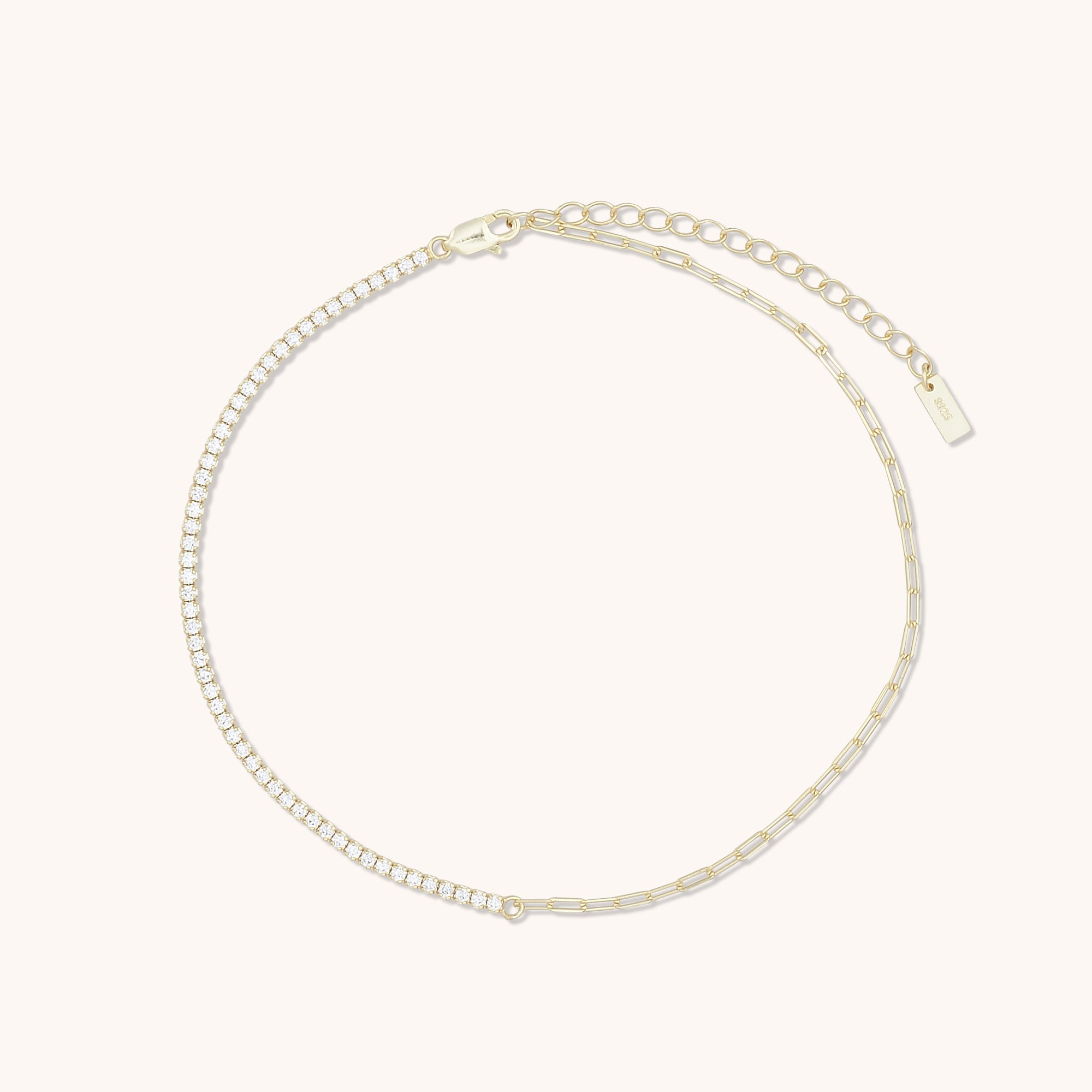 Tennis Link Anklet Gold