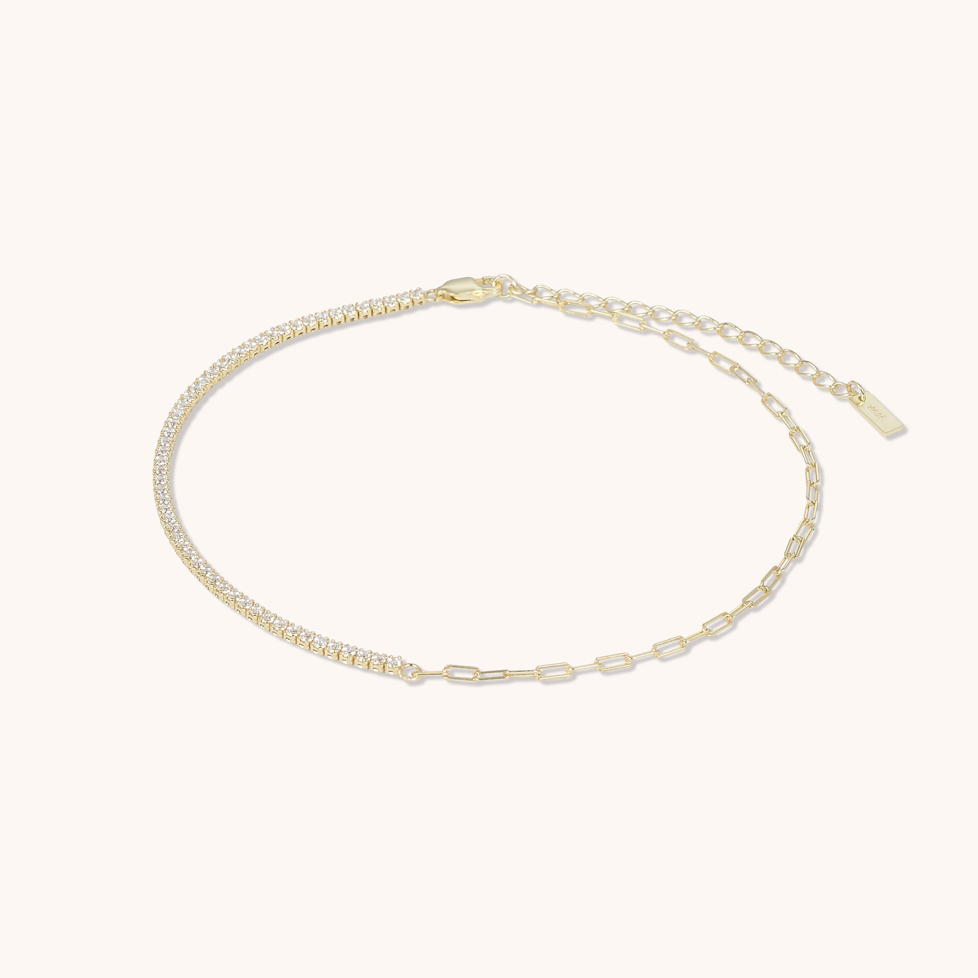 Tennis Link Anklet Gold