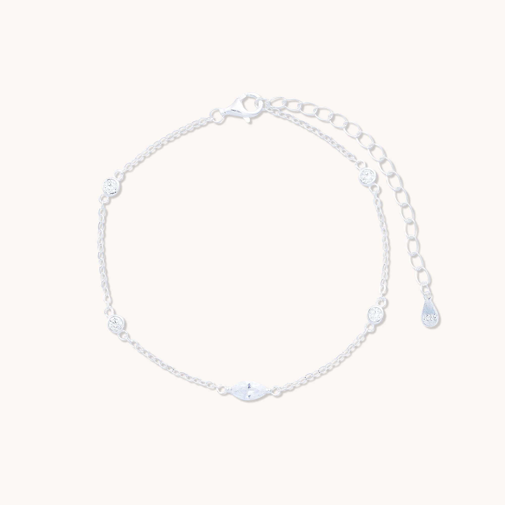 Marquise Station Bracelet Silver