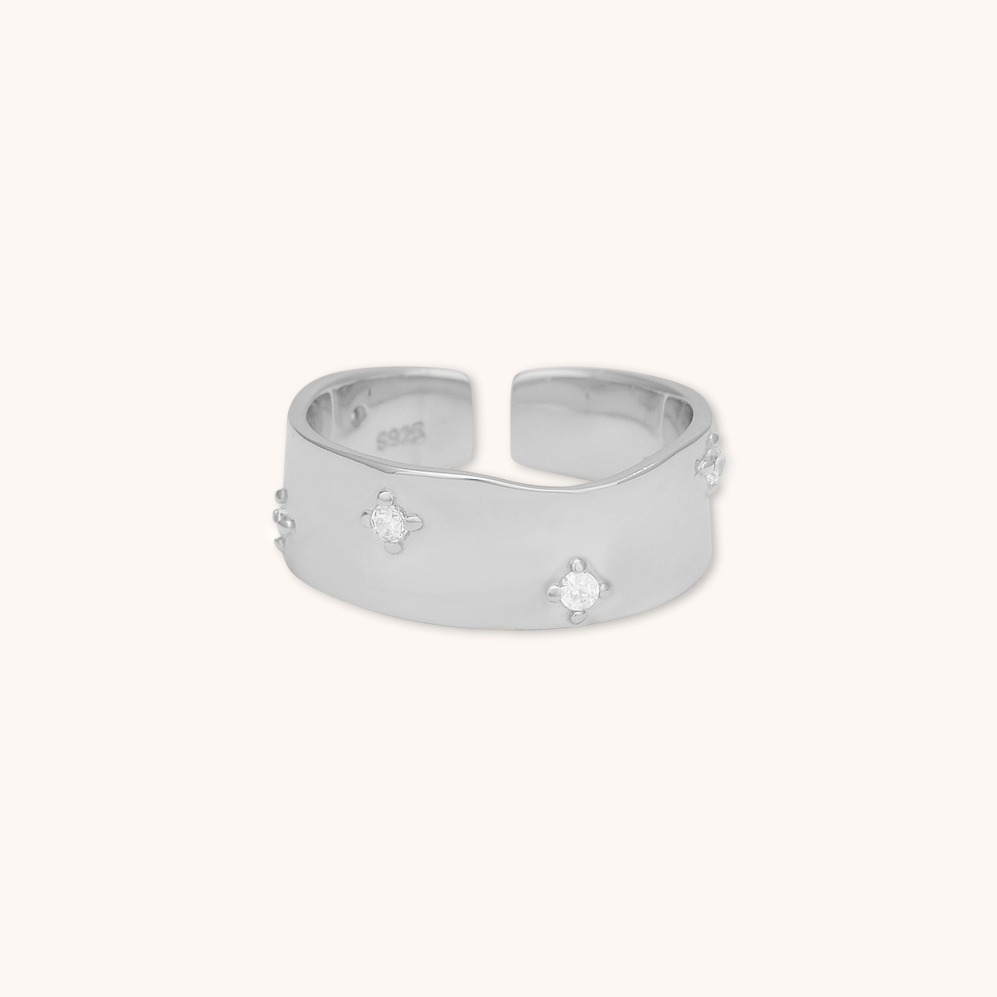 Moondust Statement Open Ring Silver