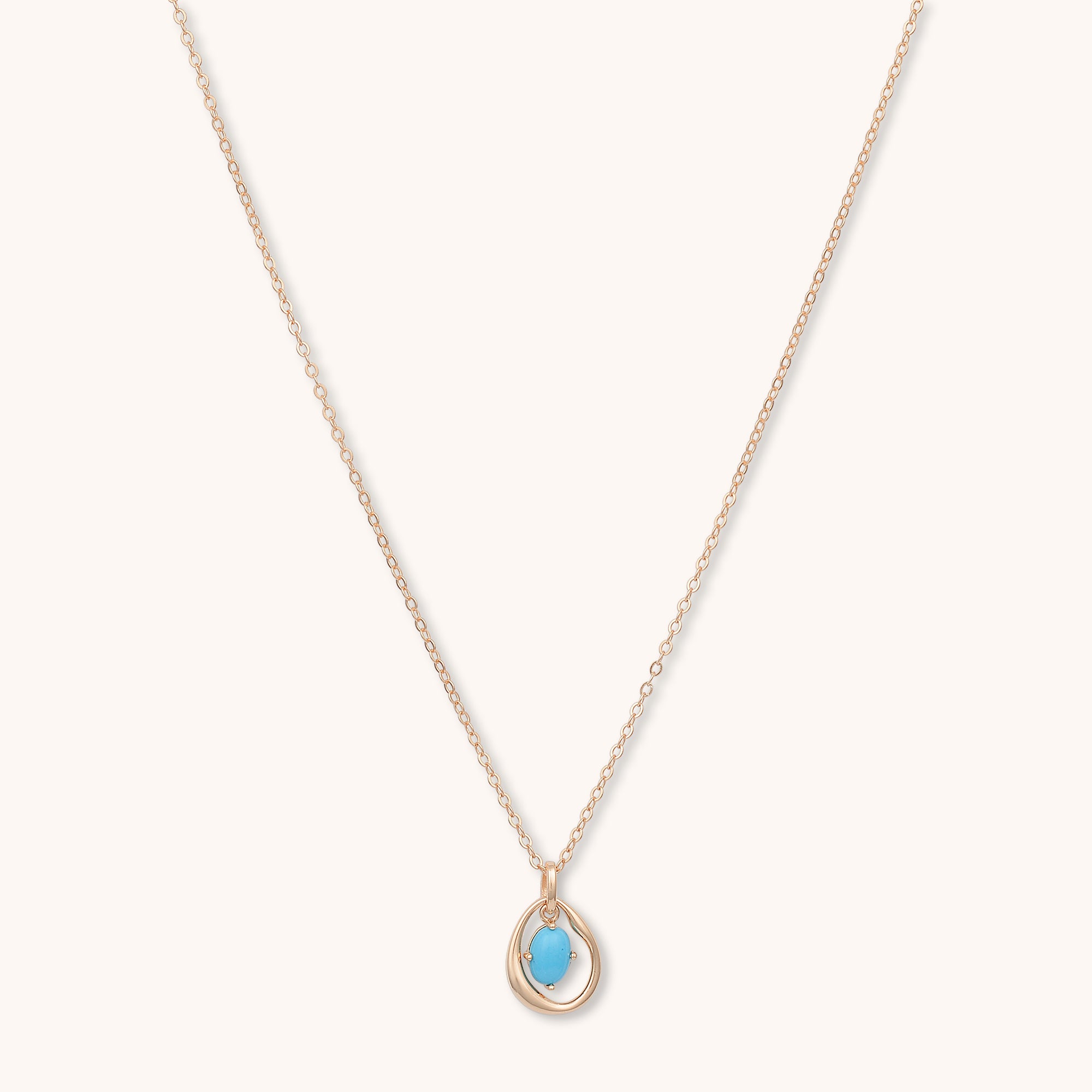 Harmony Oval Turquoise Necklace Rose Gold