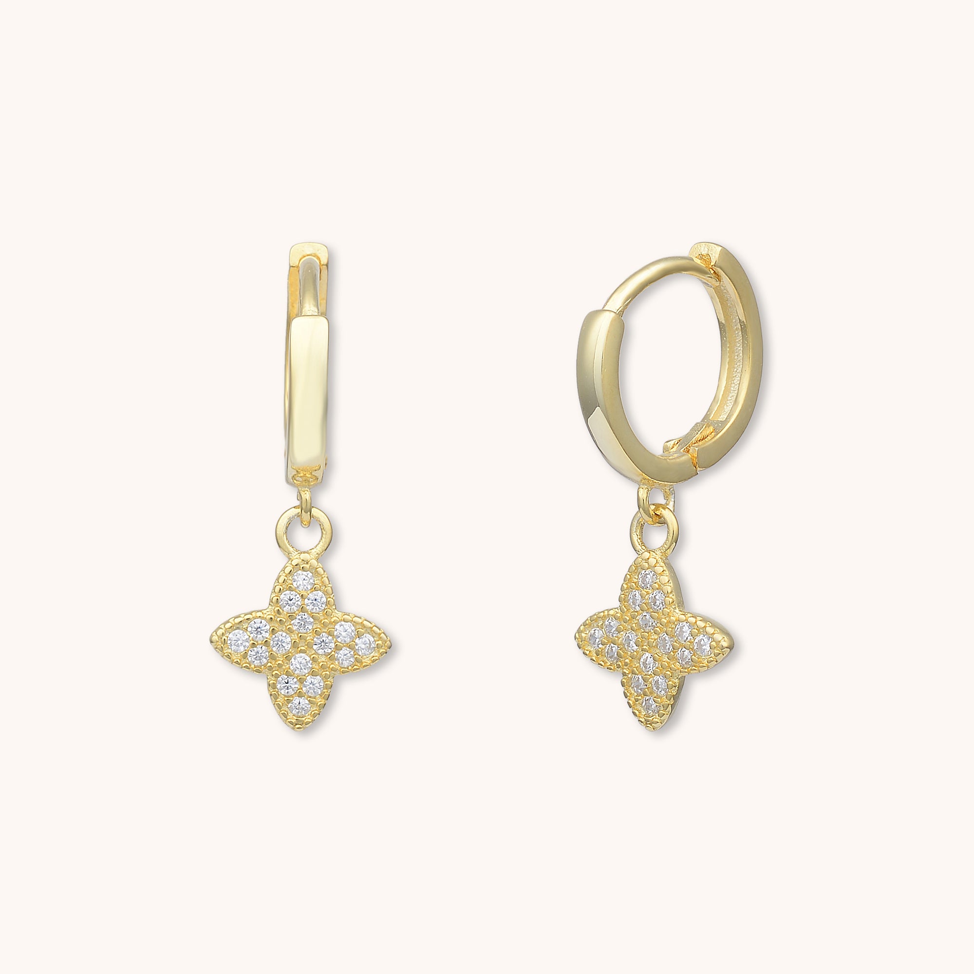 Clover Sapphire Huggie Earrings Gold