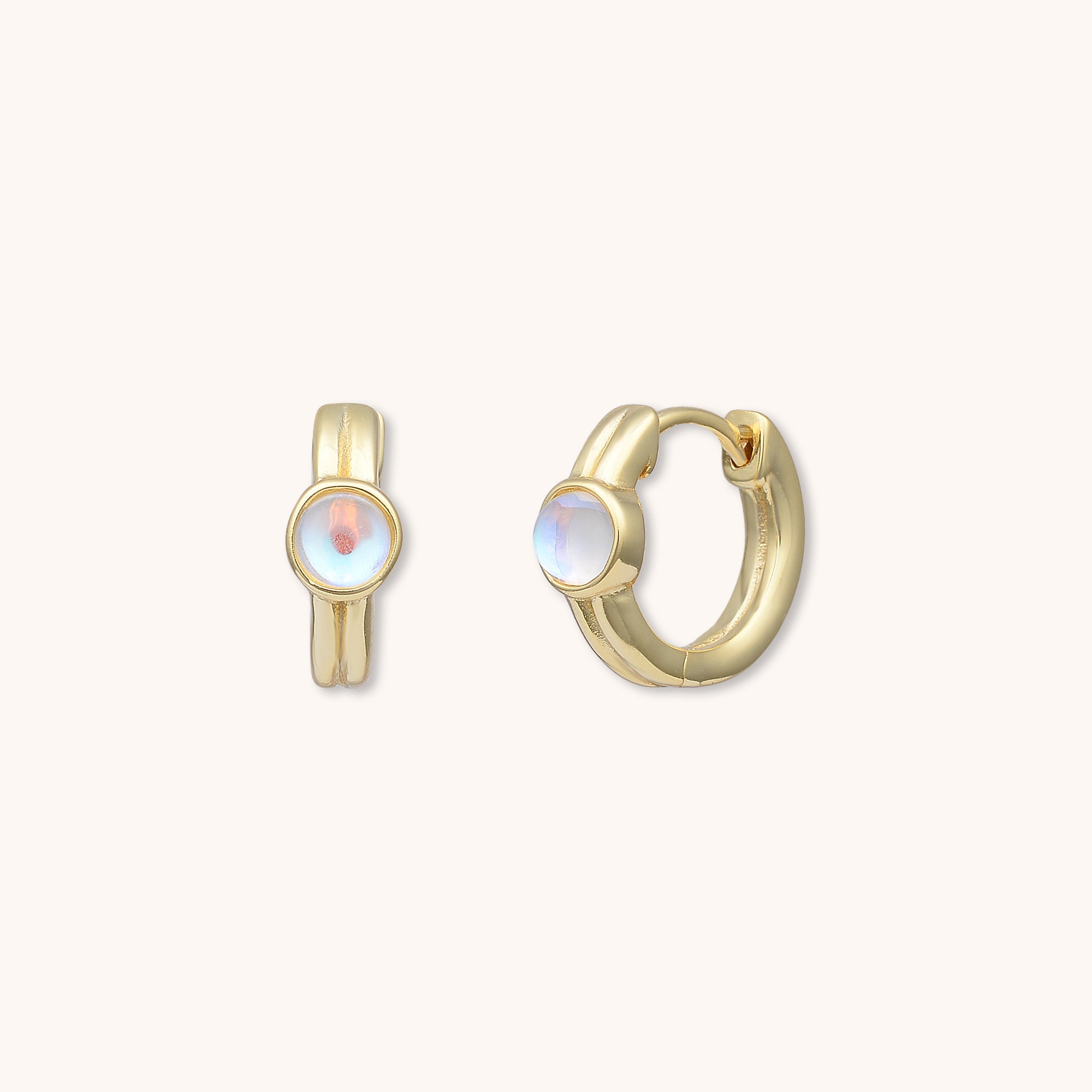 Moonstone Thick Huggie Earrings Gold