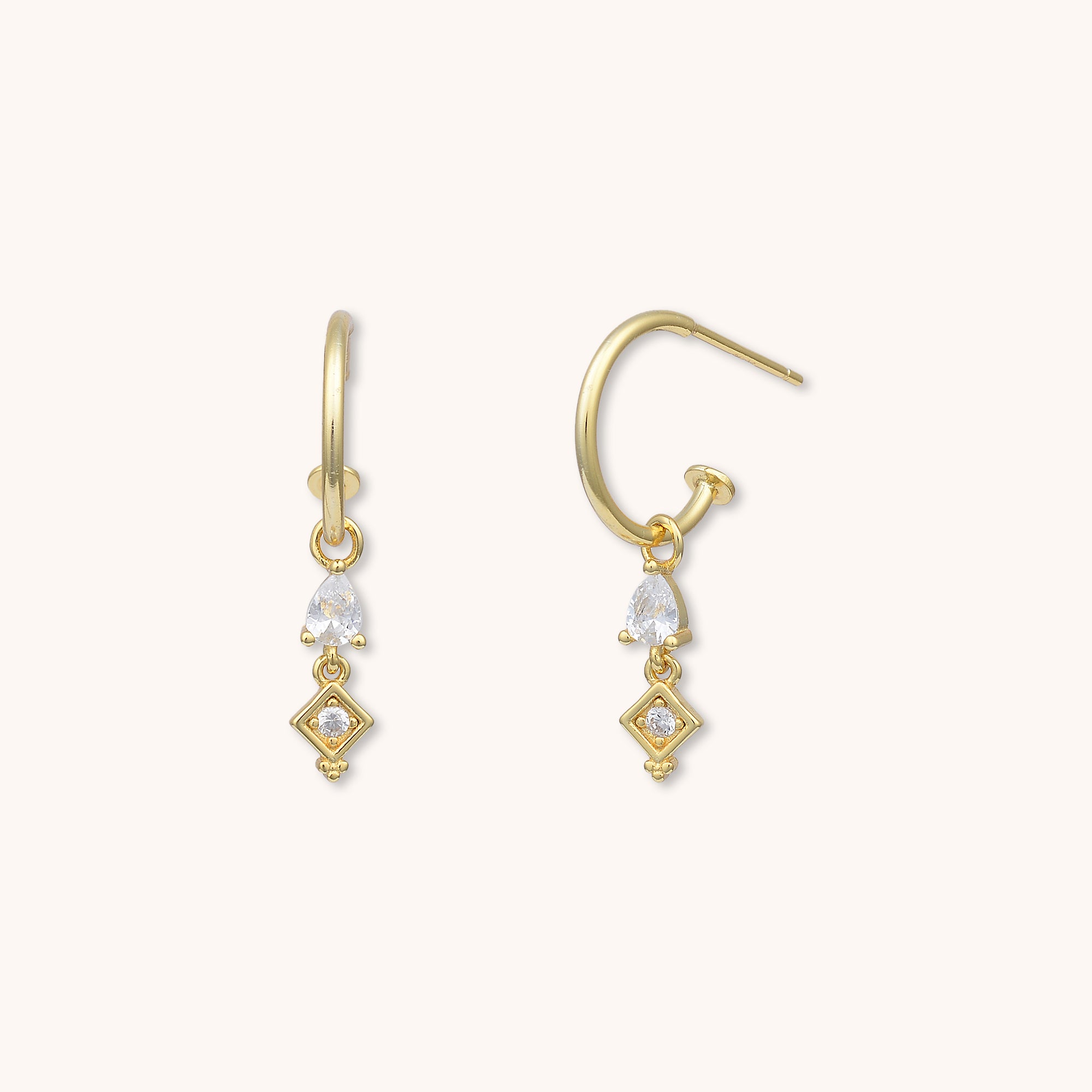 Bliss Teardrop Dangle Hoop Earrings Gold